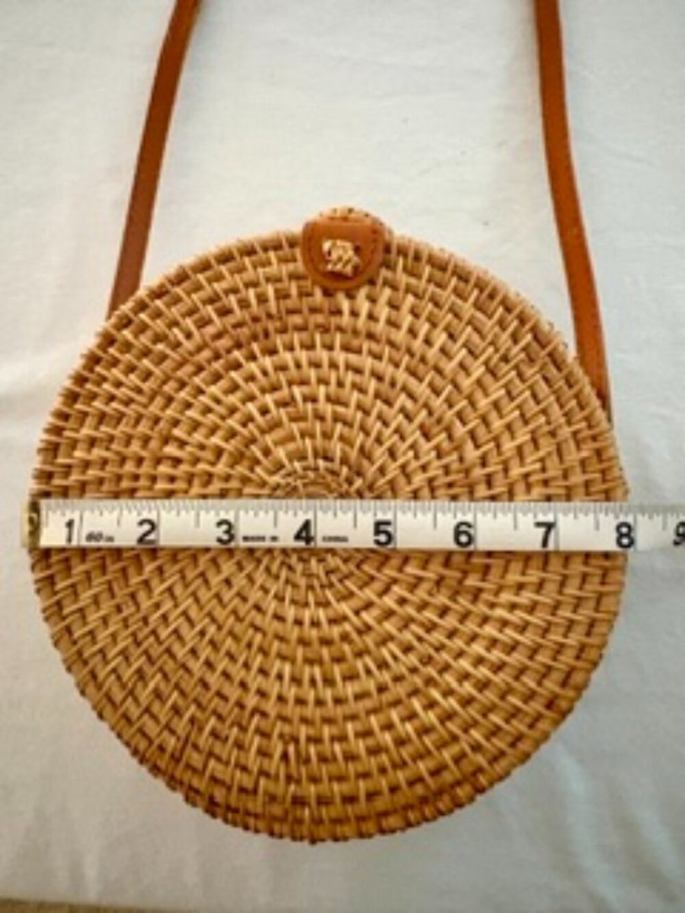 Handwoven Round Rattan Crossbody Bag